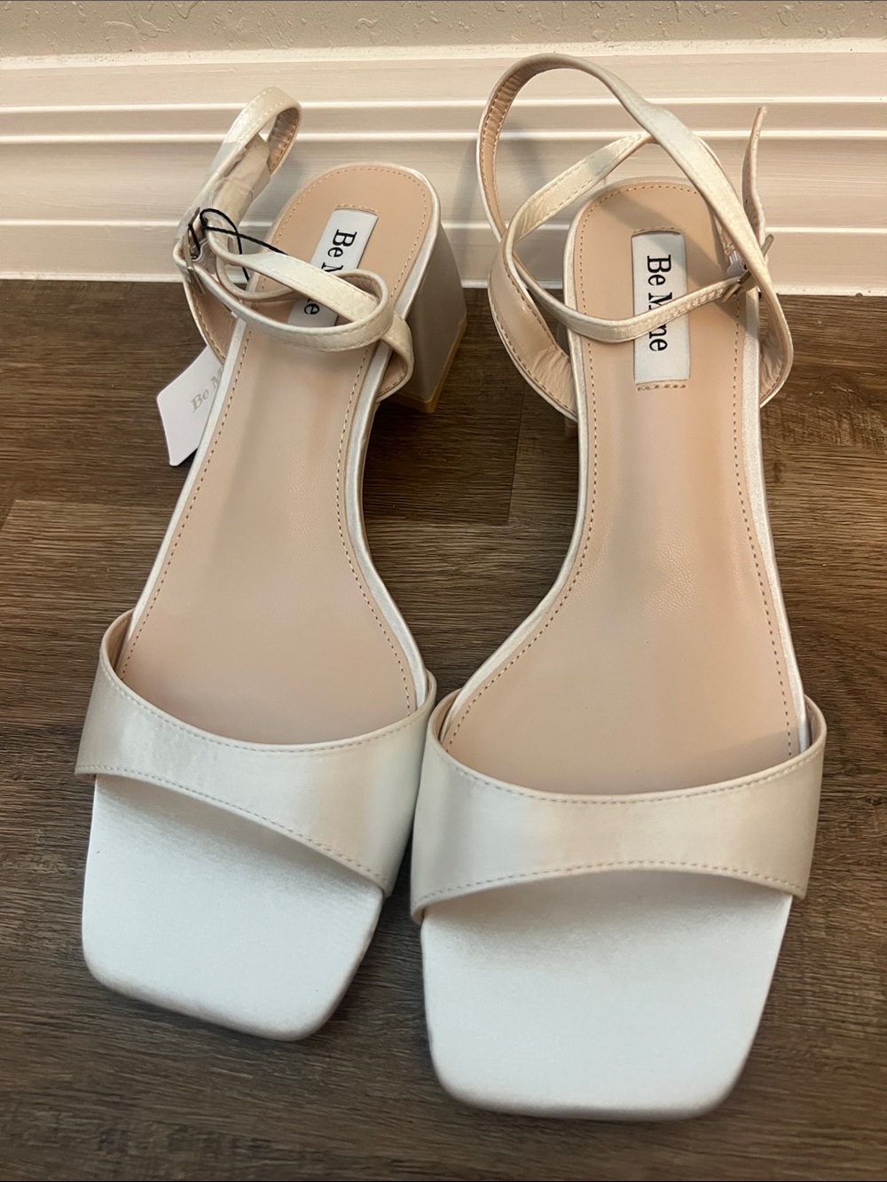 ASOS Cream Square-Toe Block Heel Sandals